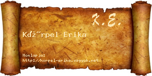 Körpel Erika névjegykártya